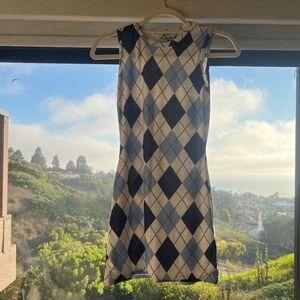 Fitted Argyle Mini Dress